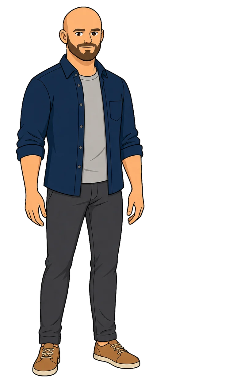 James Clear drawn as an editorial caricature