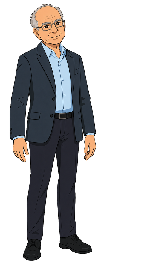 Daniel Kahneman drawn as an editorial caricature